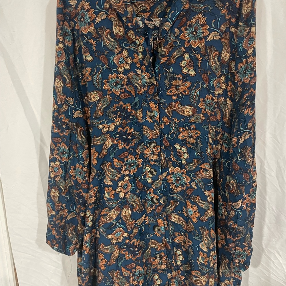 Natural Life Blue and Brown Floral Dress
